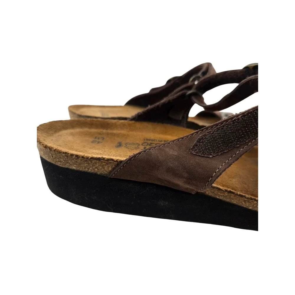 Naot Brown Leather Celtic Knot Wedge Sandals Womens 42 US 11-11.5 Made in Israel